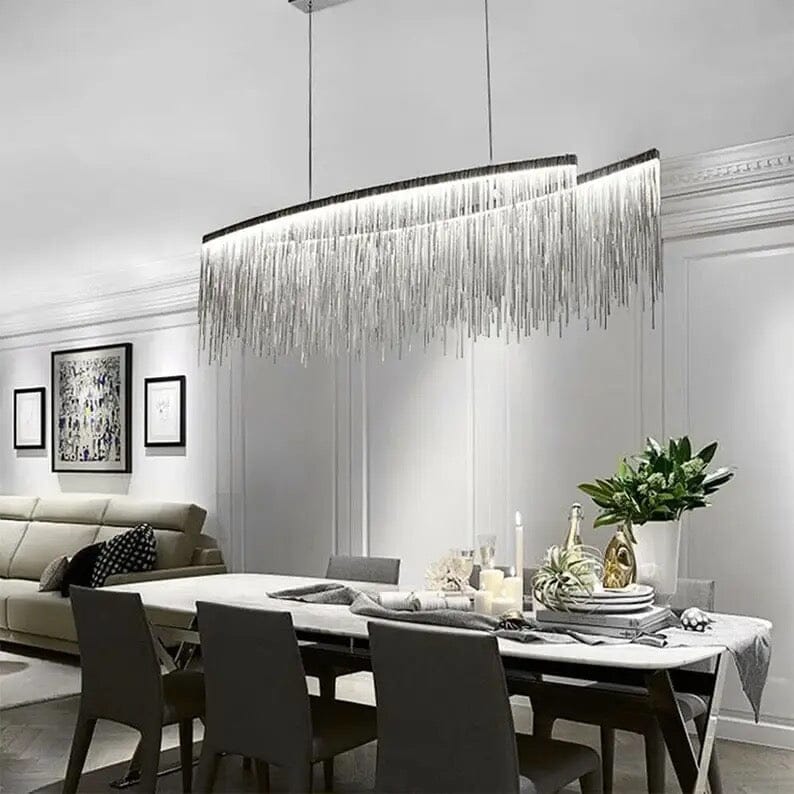 LyraLume Tassel Chandelier With Pearl Beads For Living Rooms