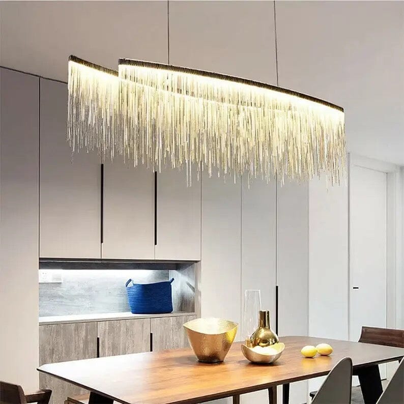 LyraLume Tassel Chandelier With Pearl Beads For Living Rooms