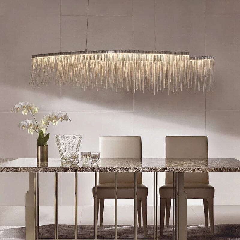 LyraLume Tassel Chandelier With Pearl Beads For Living Rooms
