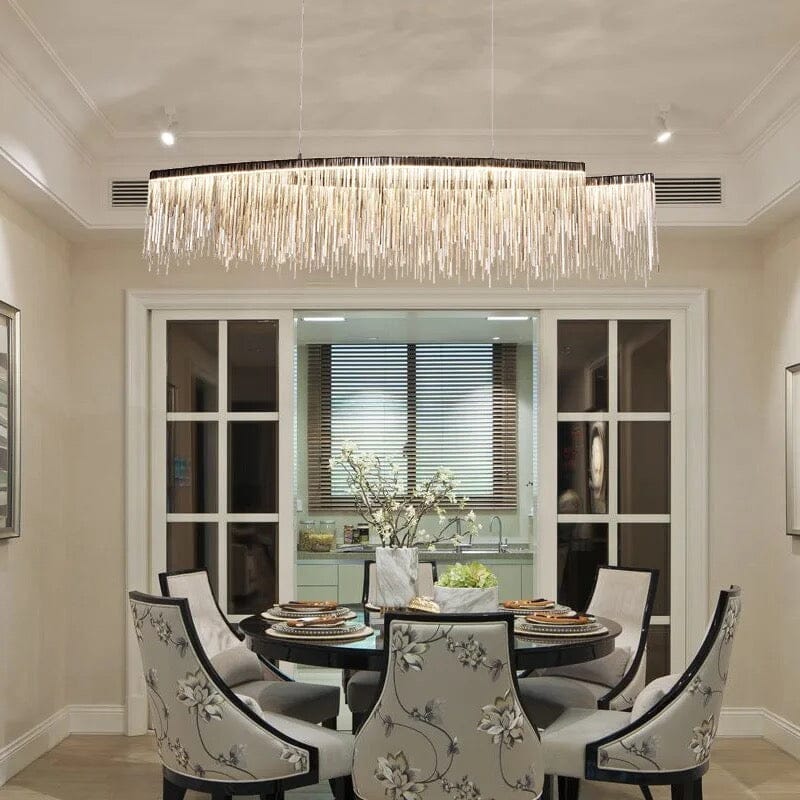 LyraLume Tassel Chandelier With Pearl Beads For Living Rooms
