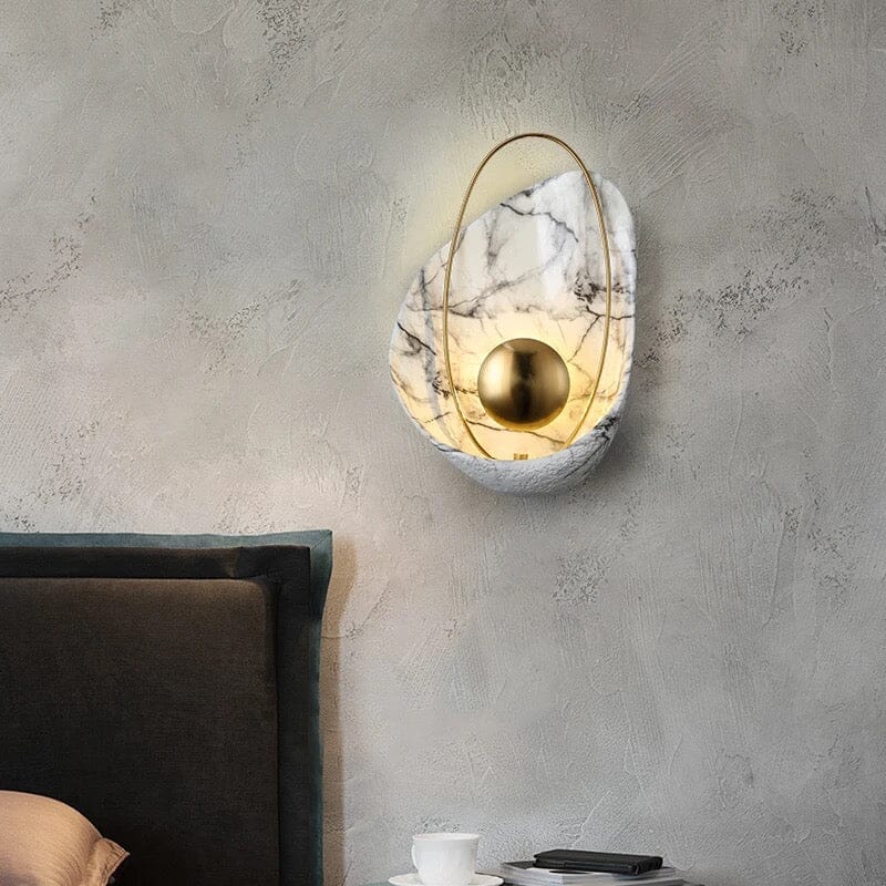 Luxe Imitation Marble Wall Lamp With Shell Pattern