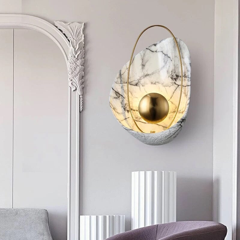 Luxe Imitation Marble Wall Lamp With Shell Pattern