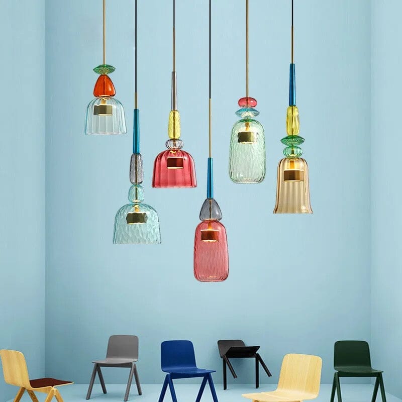 NovaCandy Color Glass Pendant Lights in Nordic Brass