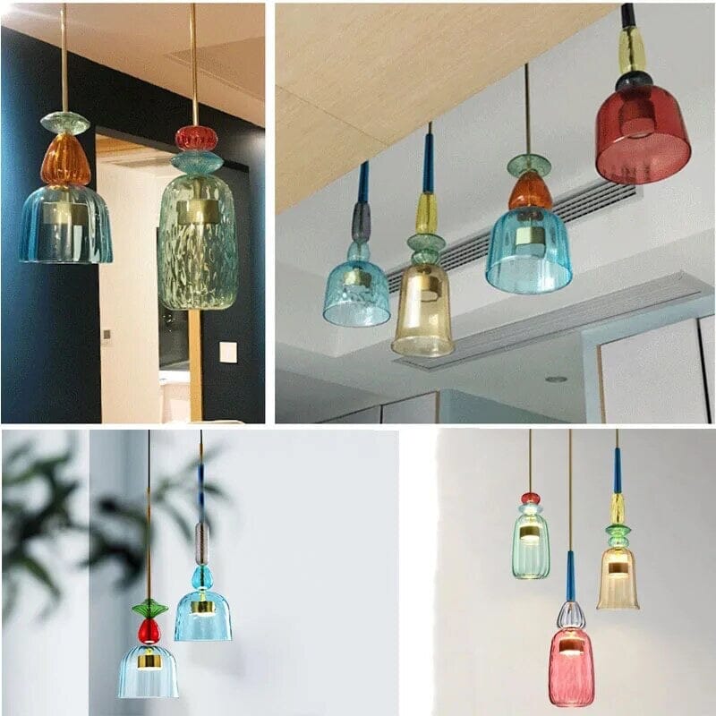 NovaCandy Color Glass Pendant Lights in Nordic Brass