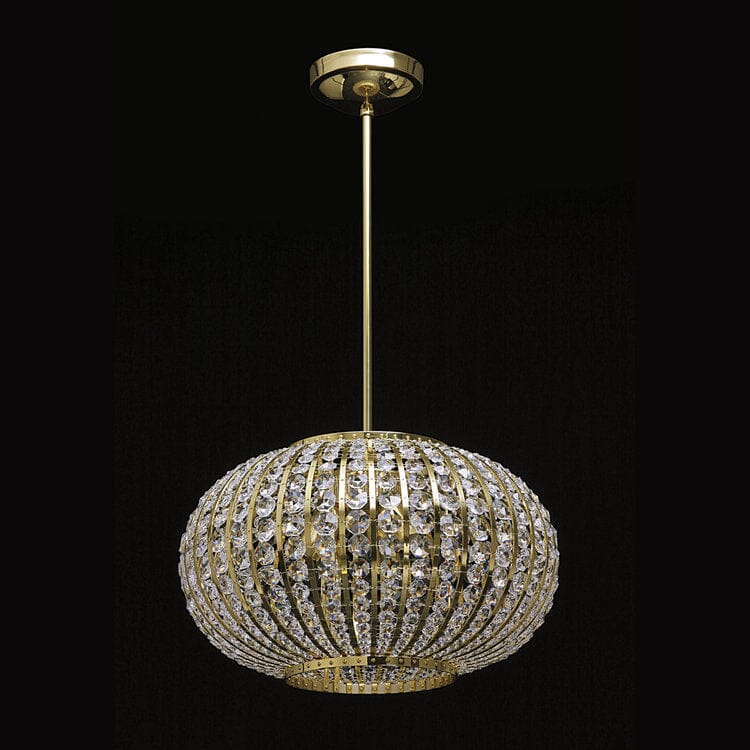 Vellara Crystal Chandelier Flush-Mount with Brass Accents