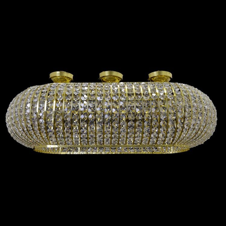 Vellara Crystal Chandelier Flush-Mount with Brass Accents