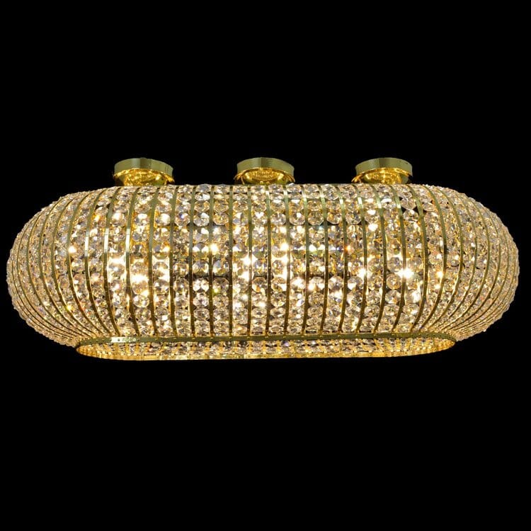 Vellara Crystal Chandelier Flush-Mount with Brass Accents