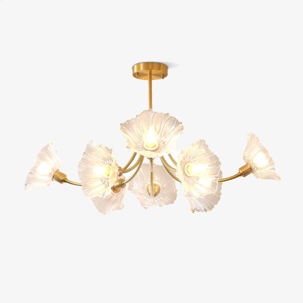 Liora Floral Glass Chandelier With Delicate Petal Design