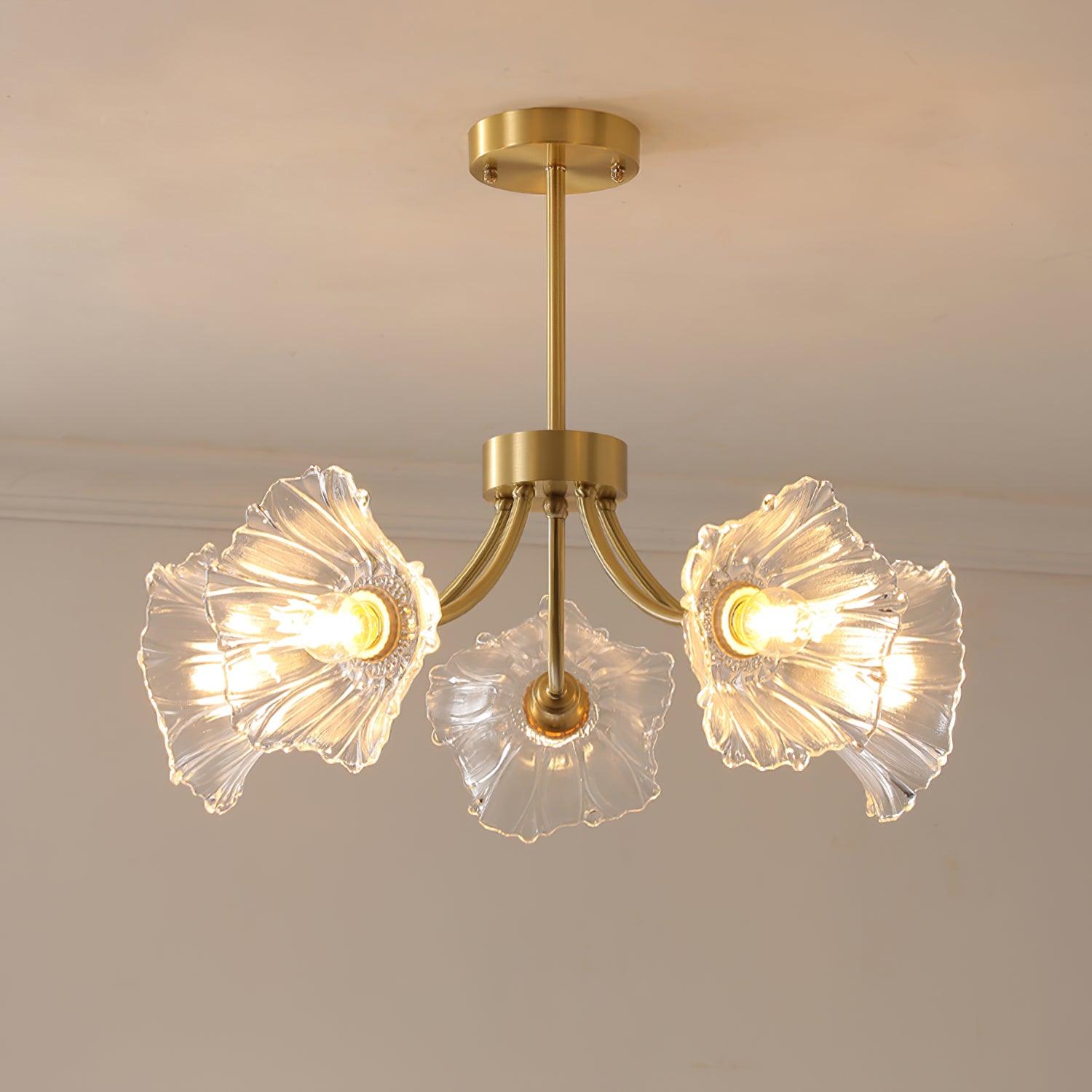 Liora Floral Glass Chandelier With Delicate Petal Design