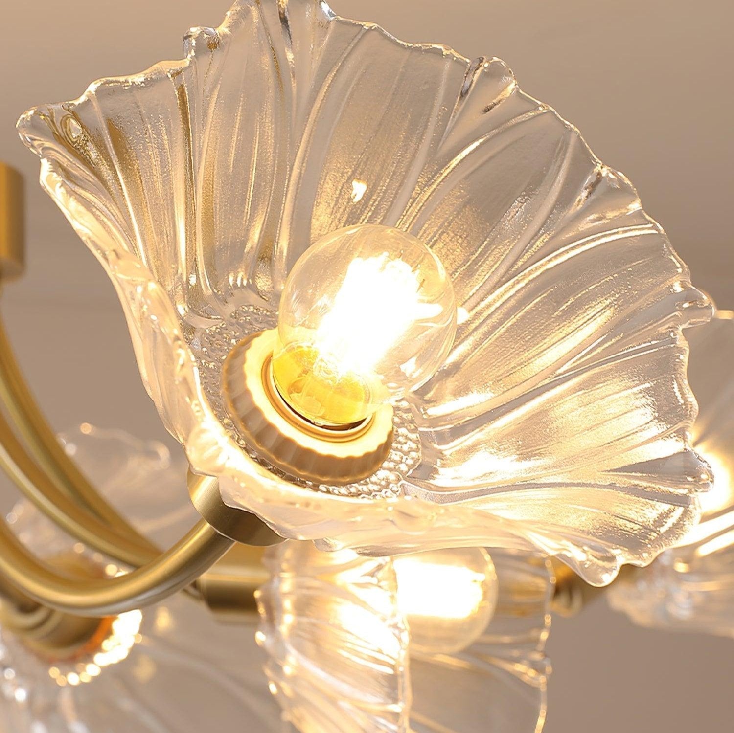 Liora Floral Glass Chandelier With Delicate Petal Design