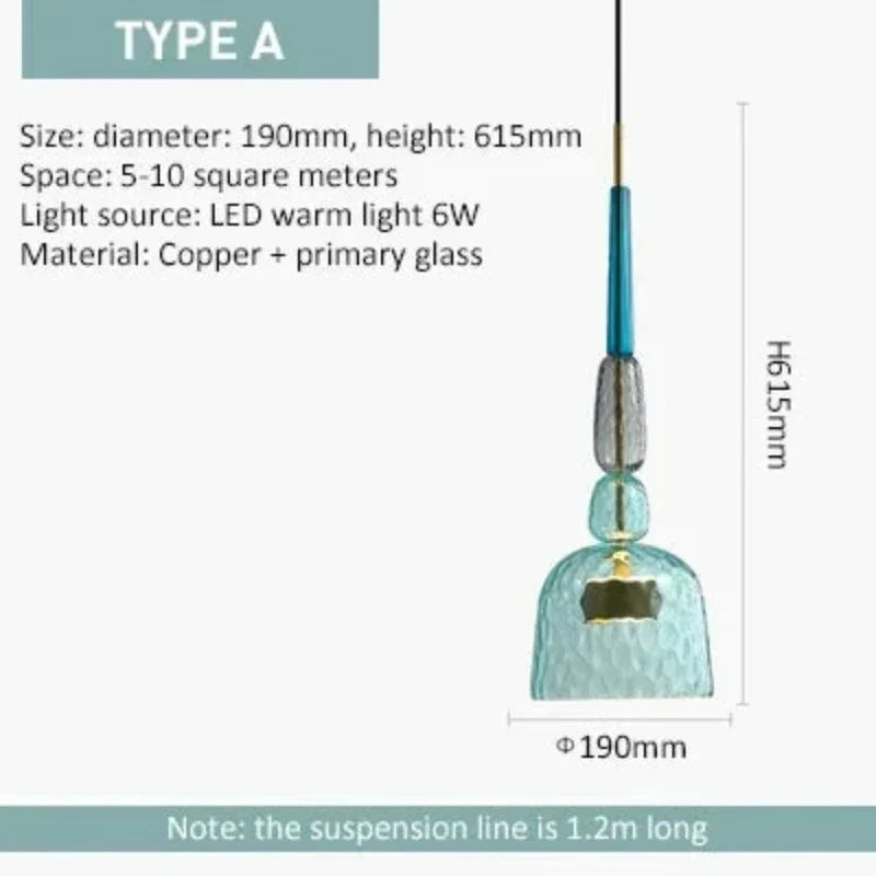 LumaVibe glasspendellamper i klare farger for hjemmet moderne urban design og kunstnerisk belysning