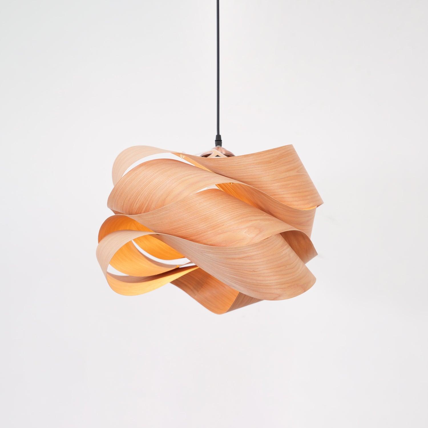 Aurelo Wood and Metal Pendant Light with Warm Glow