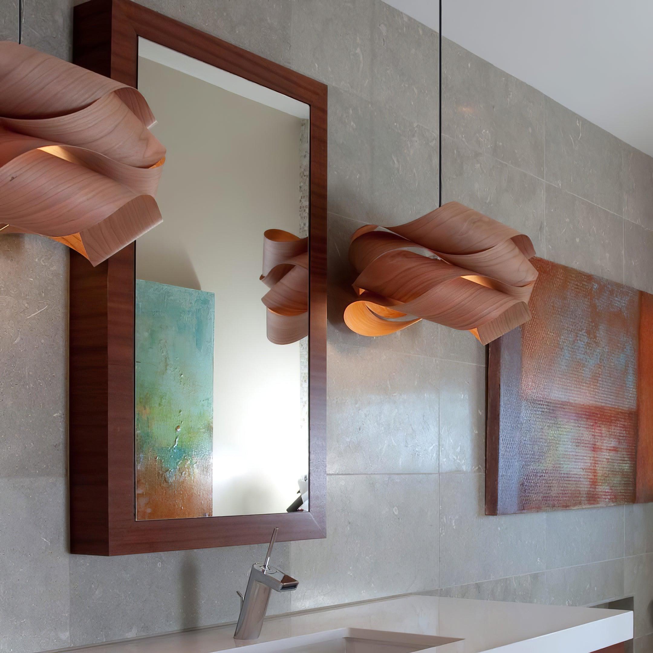 Aurelo Wood and Metal Pendant Light with Warm Glow