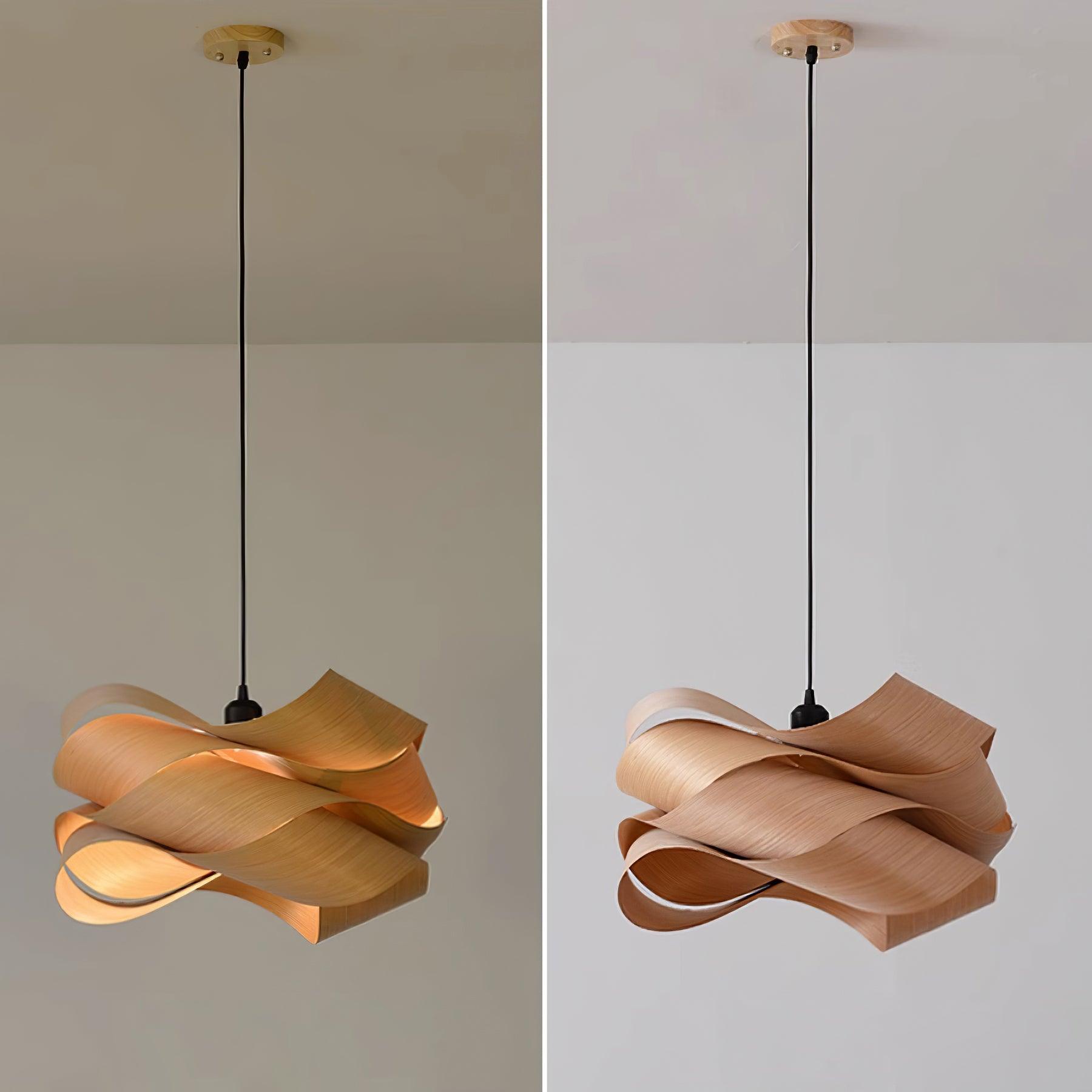 Aurelo Wood and Metal Pendant Light with Warm Glow