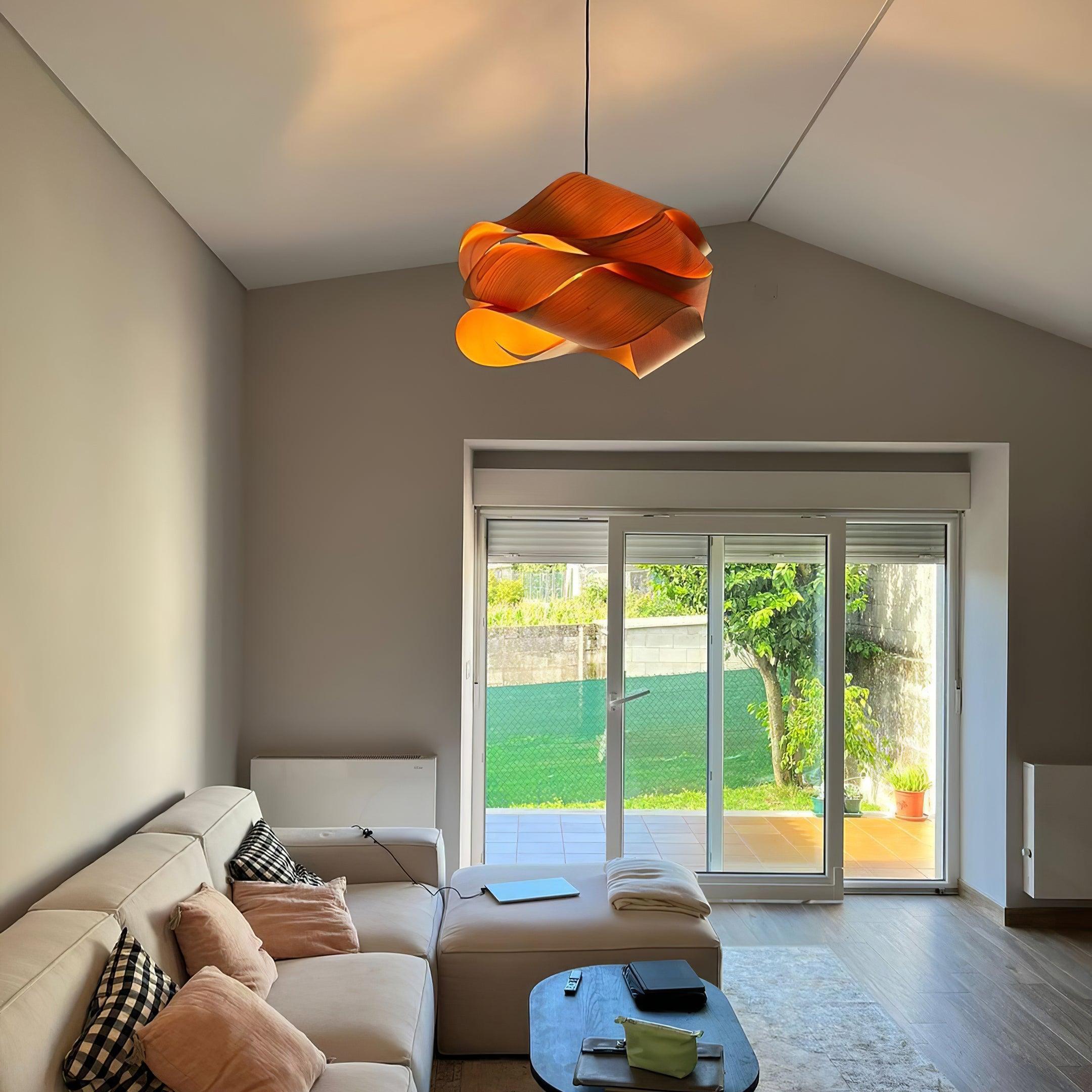 Aurelo Wood and Metal Pendant Light with Warm Glow