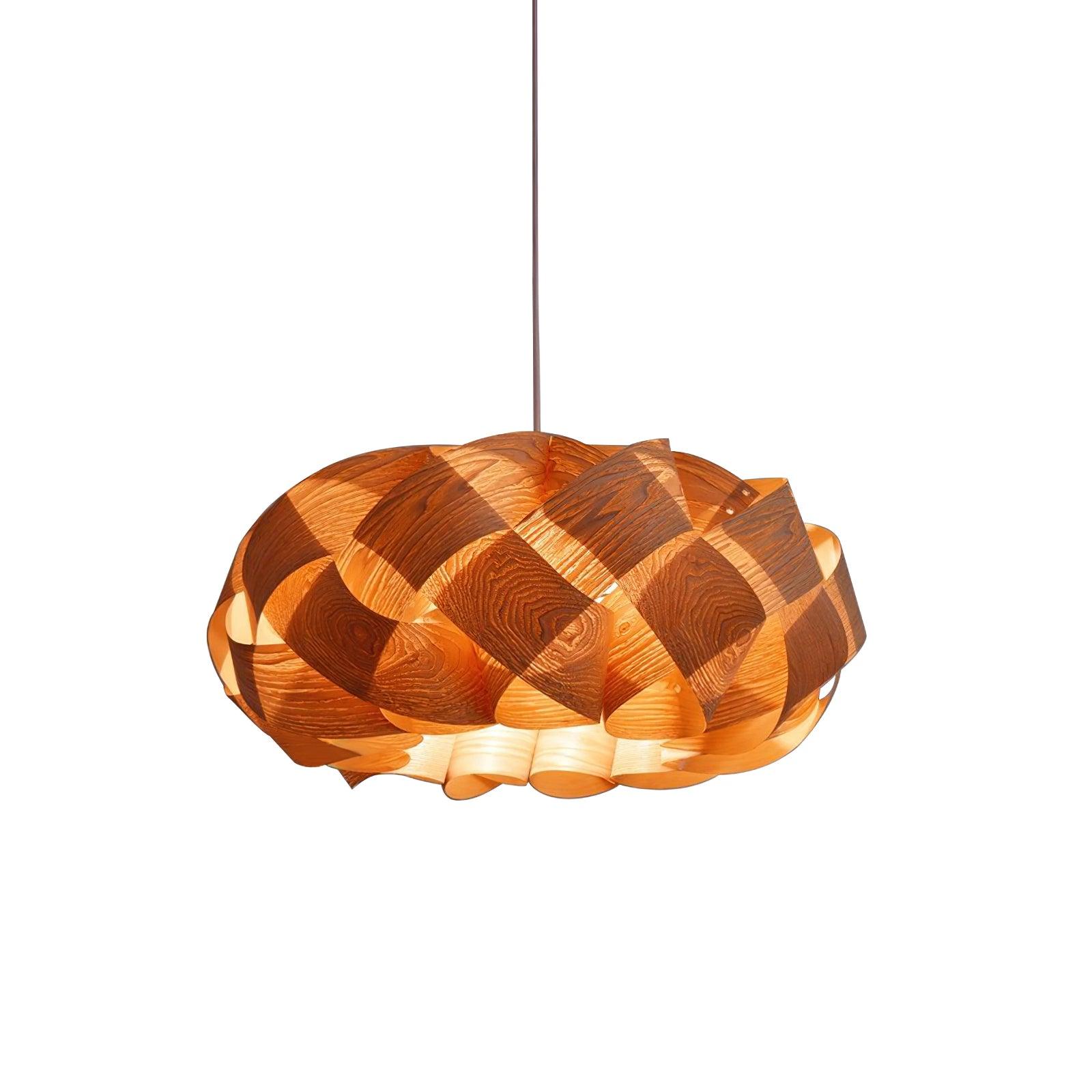 Aurelo Wood and Metal Pendant Light with Warm Glow