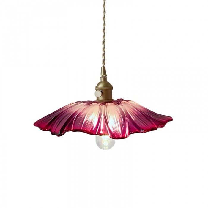 AuroraPetal Glass Pendant Light With Soft Warm Glow For Bedroom