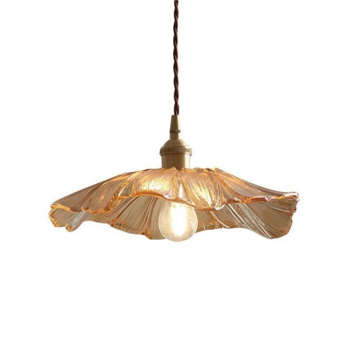 AuroraPetal Glass Pendant Light With Soft Warm Glow For Bedroom