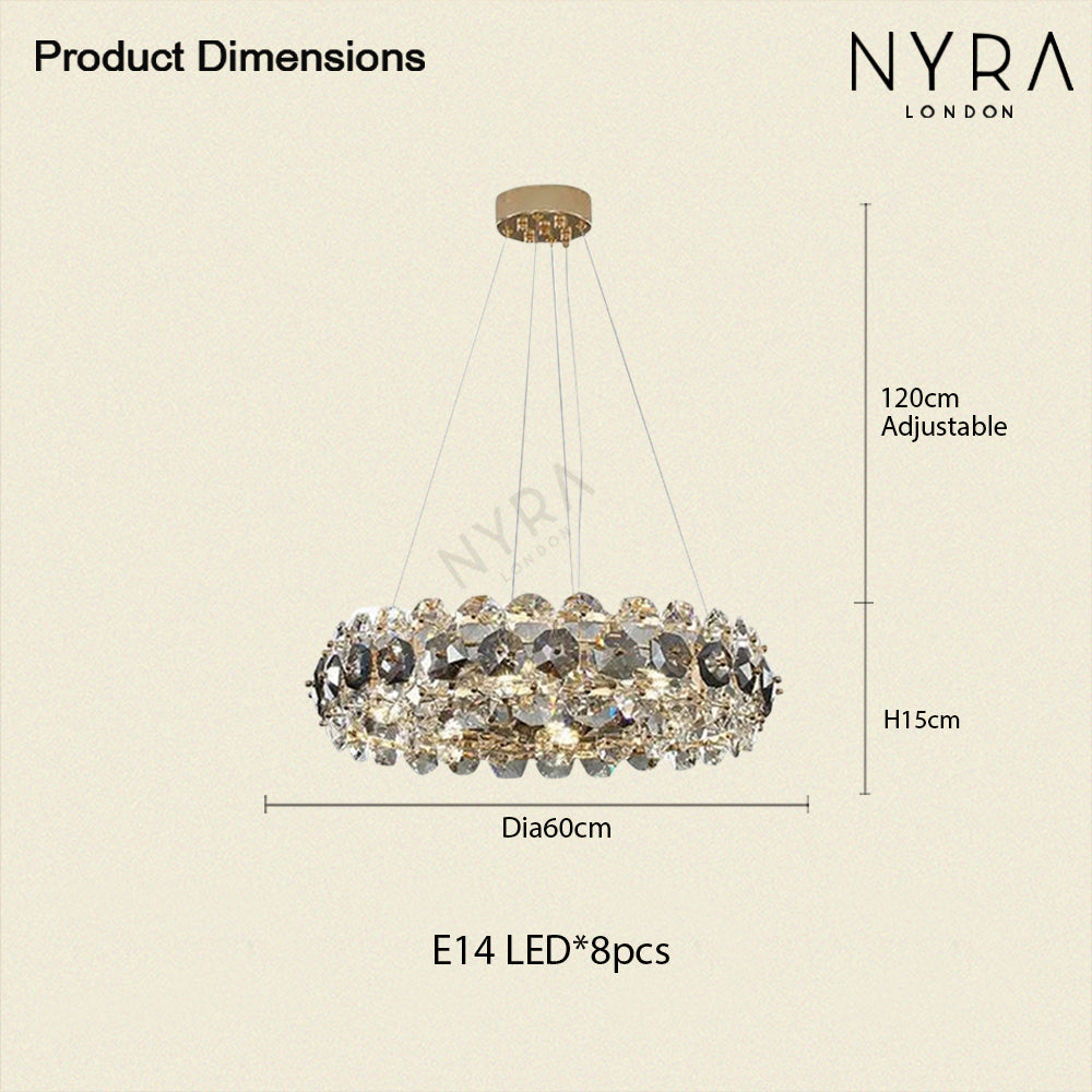 Lyra Crystal Crown Chandelier Warm Glow for Dining Rooms