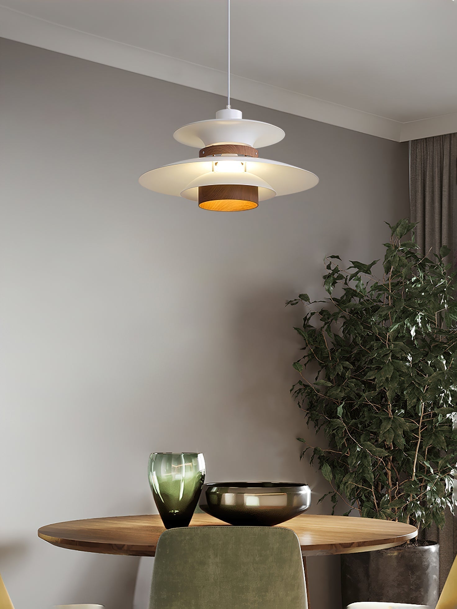 Asteri LED Pendant Light with Metal and Wood Finish