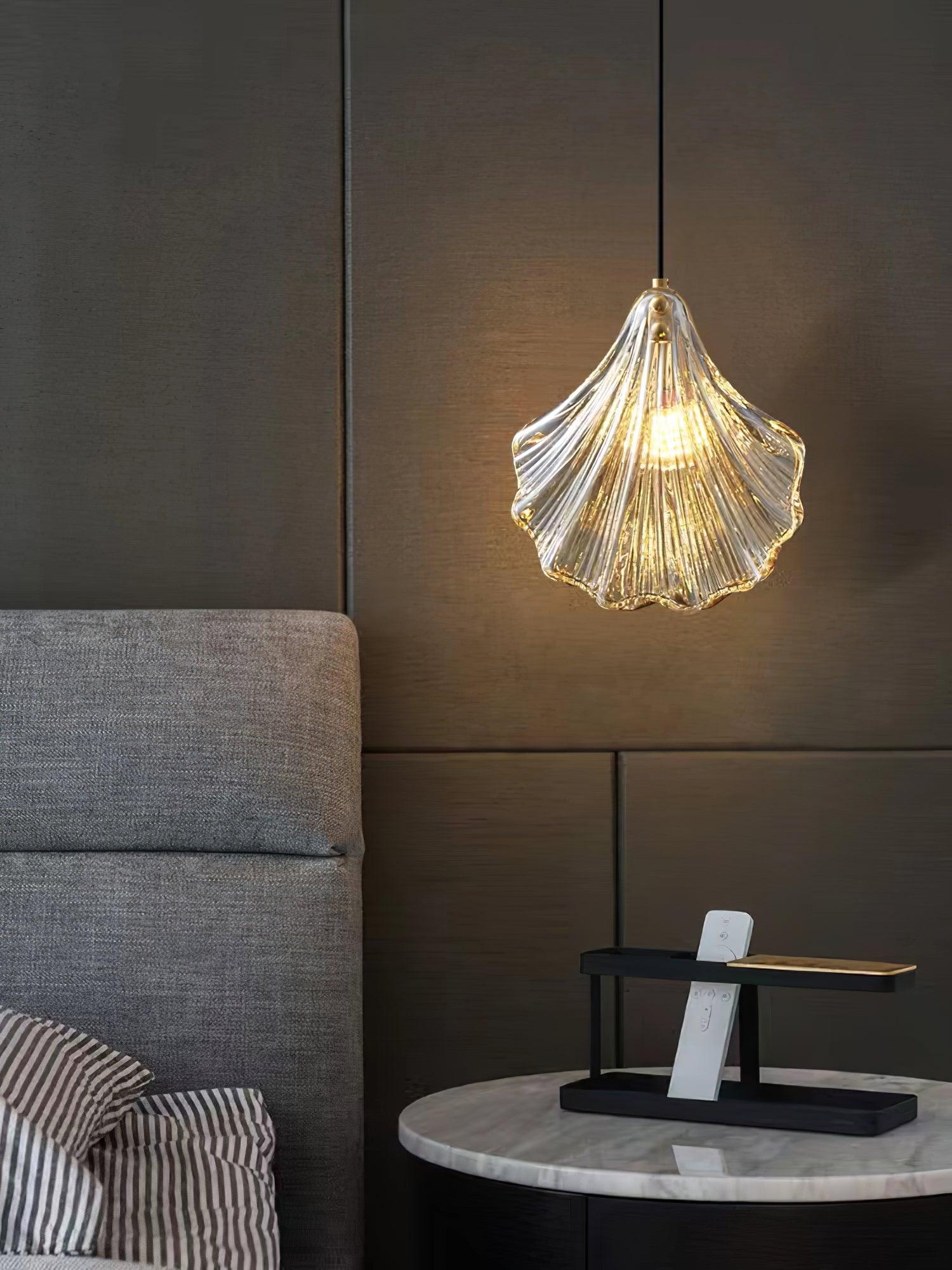 Aurelle Glass and Brass Mini Coastal Shell Pendant Light