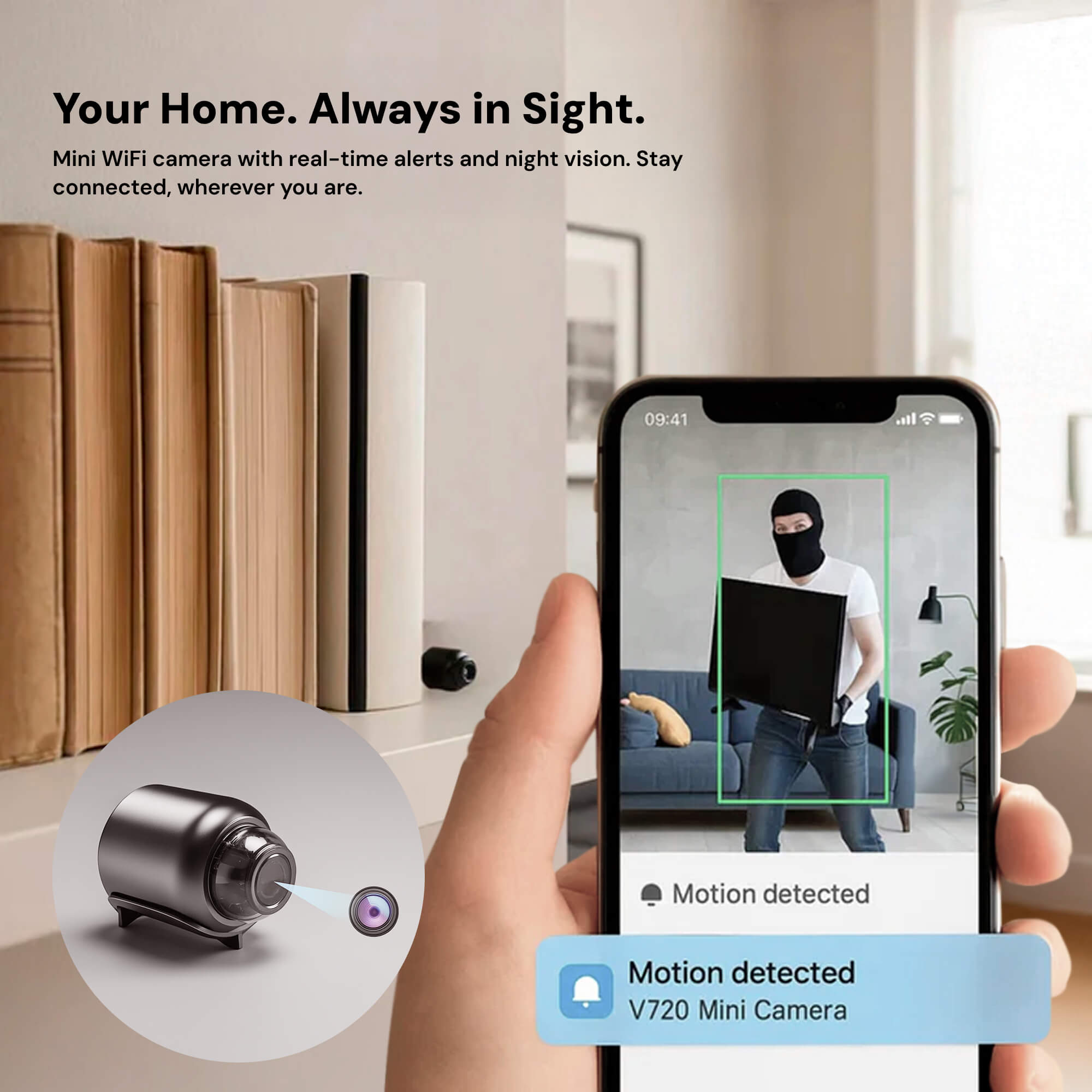 AeroGuard Mini Wireless Hidden Camera With Audio For Nanny Monitoring