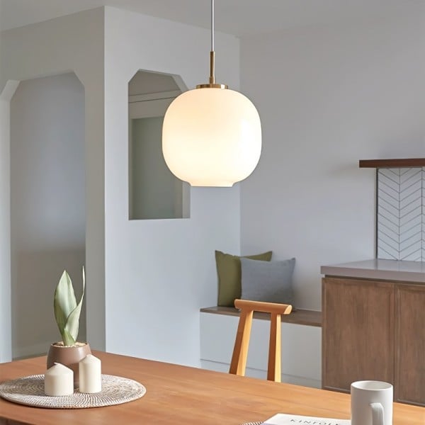 Lyara Nordic Opal Glass Lantern Pendant Light for Elegant Interiors
