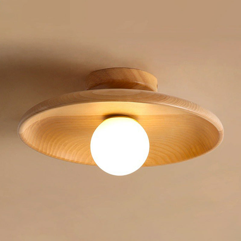 LumaBowl Wood Ceiling Light Minimalist LED for Living Room