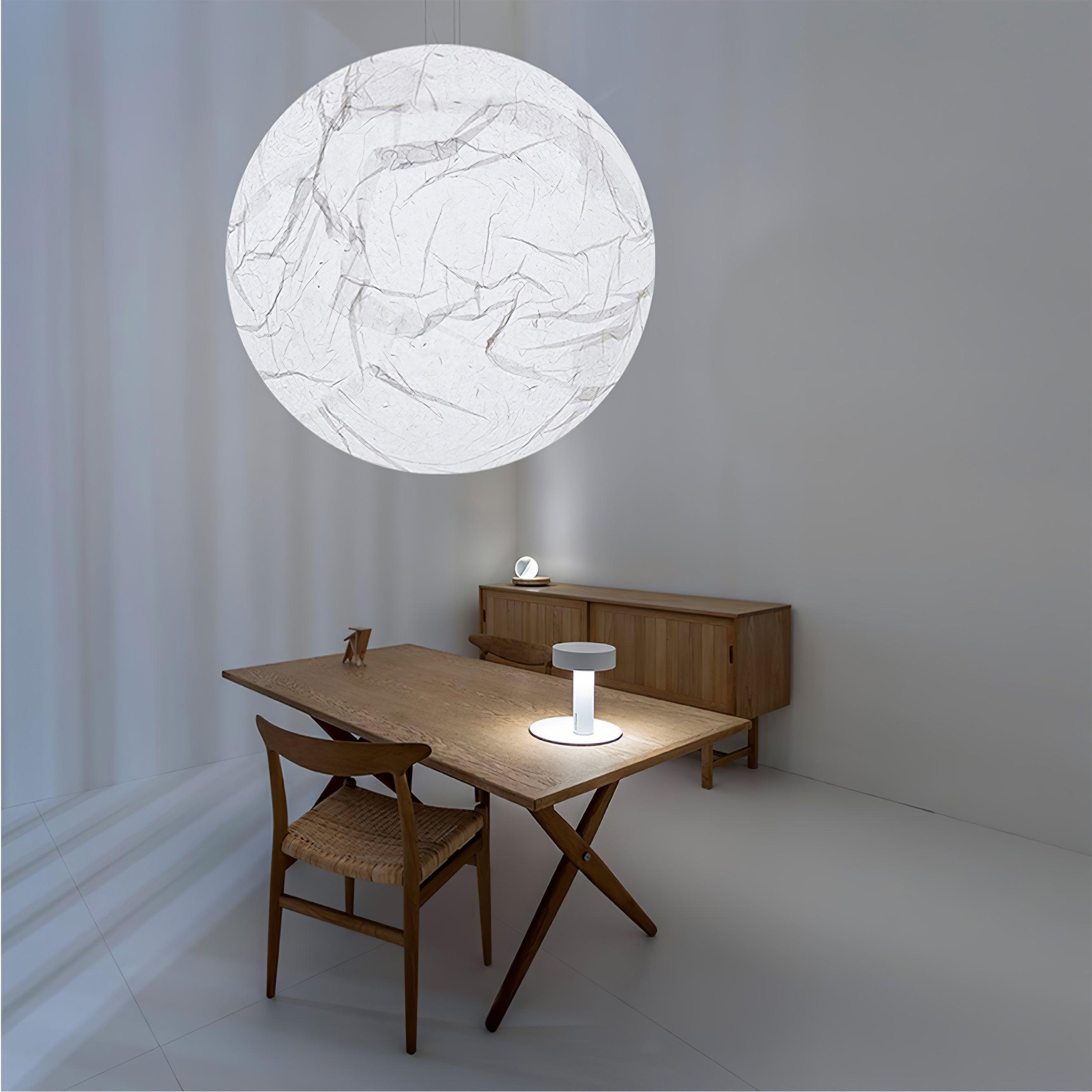Moondrift Silk Pendant Light Natural Silk and Metal for Living Room