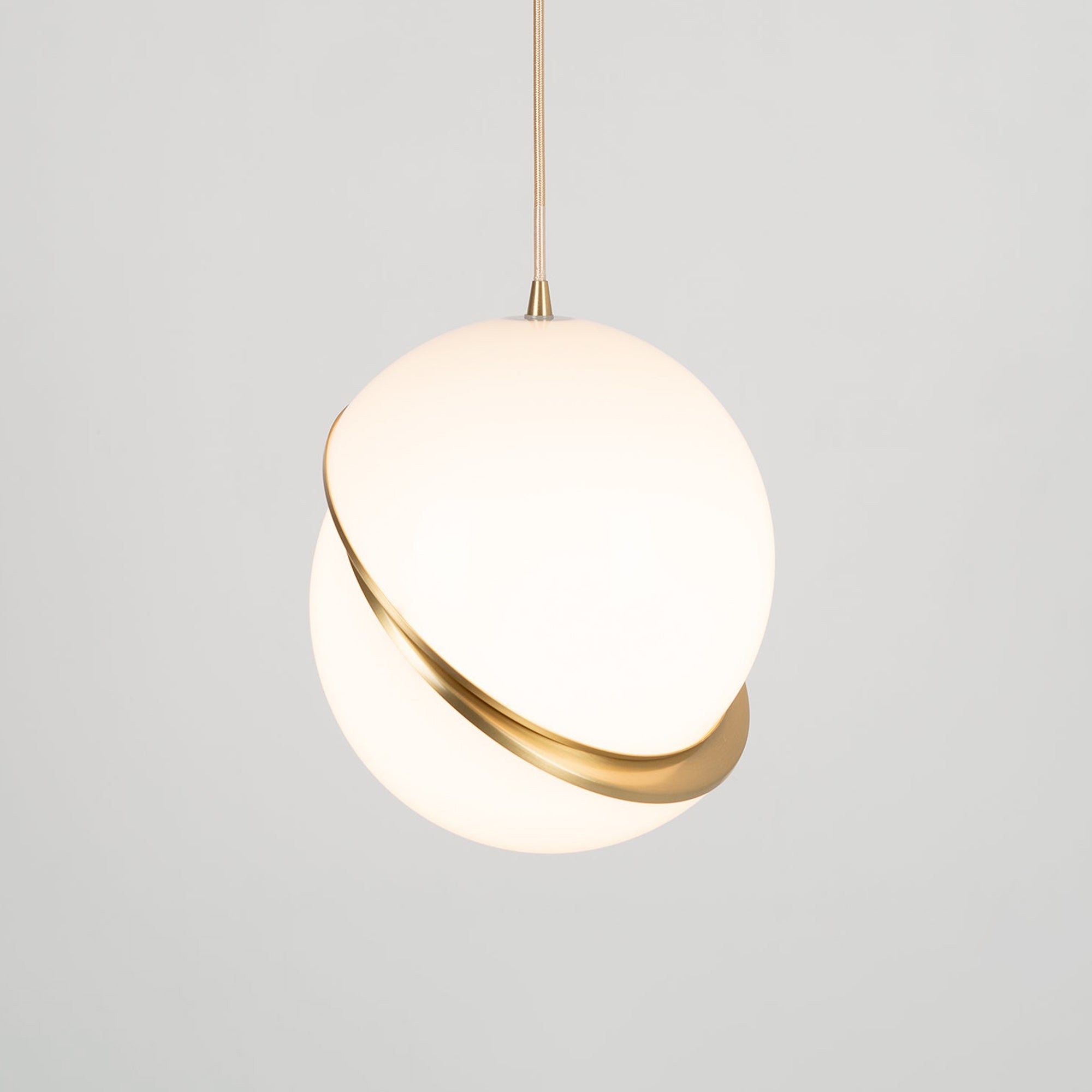 Celeste Crescent Acrylic and Brass LED Pendant Light