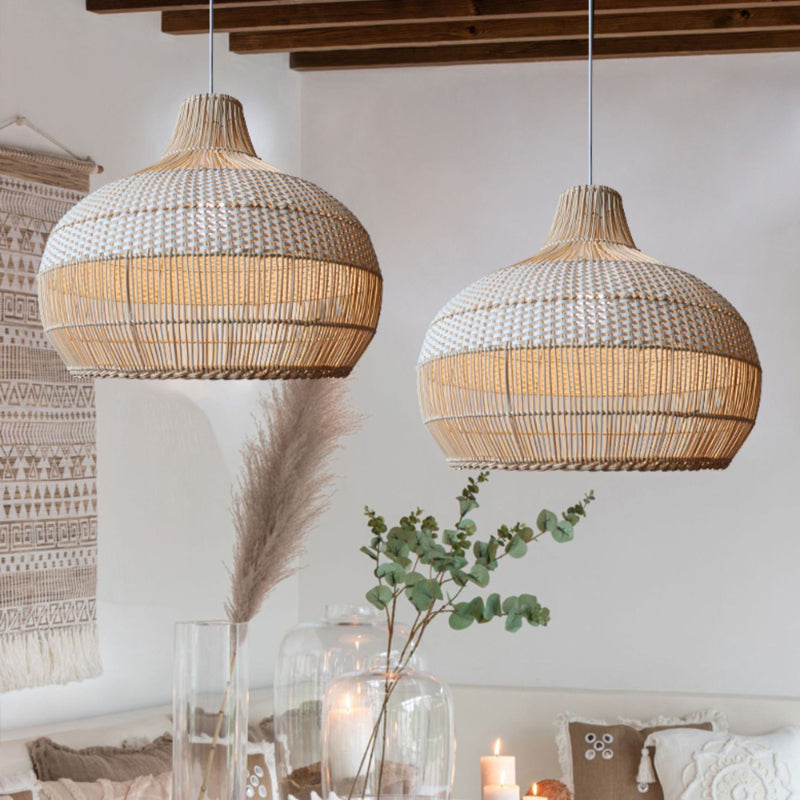 Rivora Rattan Weave Pendant Light Natural Ceiling Glow