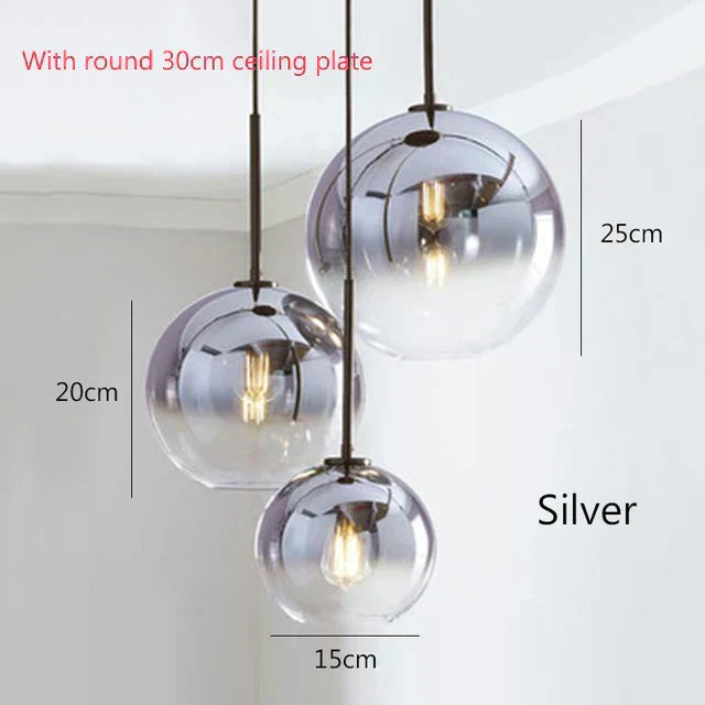 Aurea Gradient Glass Ball Chandelier With Gold Finish