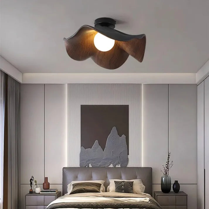 LyraAura Nordic Wood Ceiling Light With Resin And Metal
