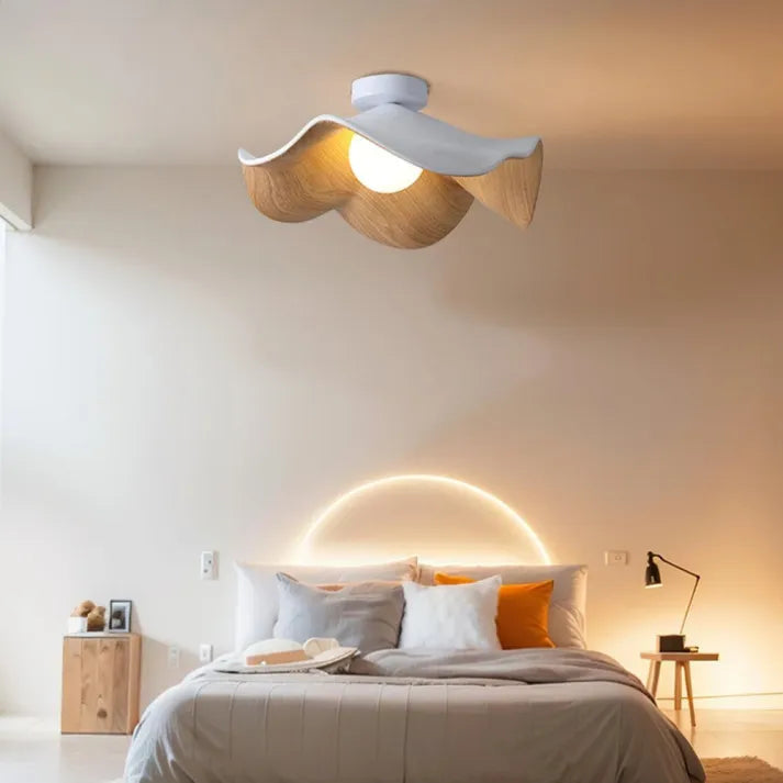 LyraAura Nordic Wood Ceiling Light With Resin And Metal