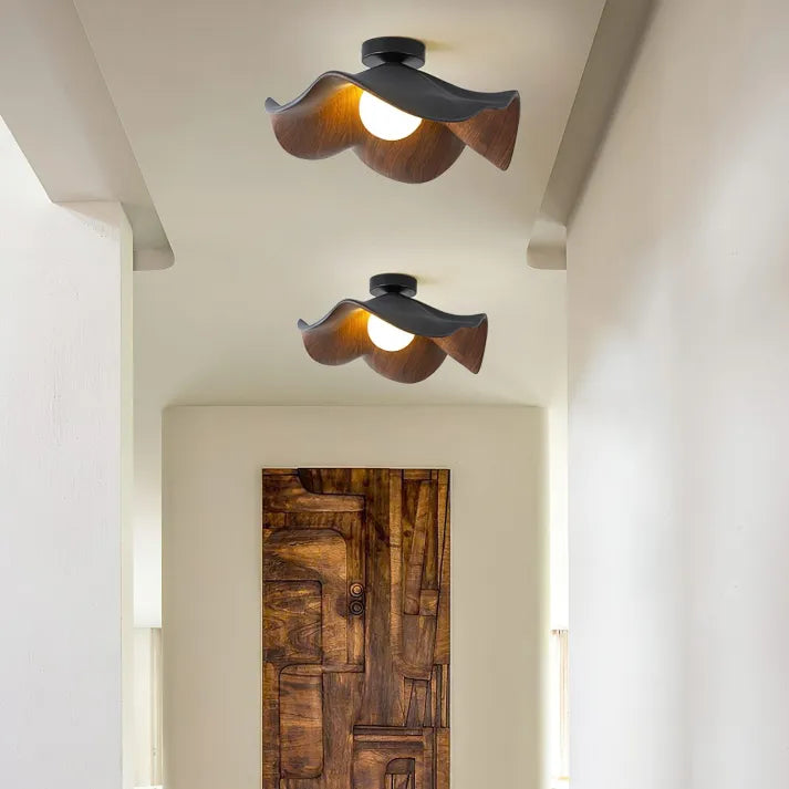 LyraAura Nordic Wood Ceiling Light With Resin And Metal