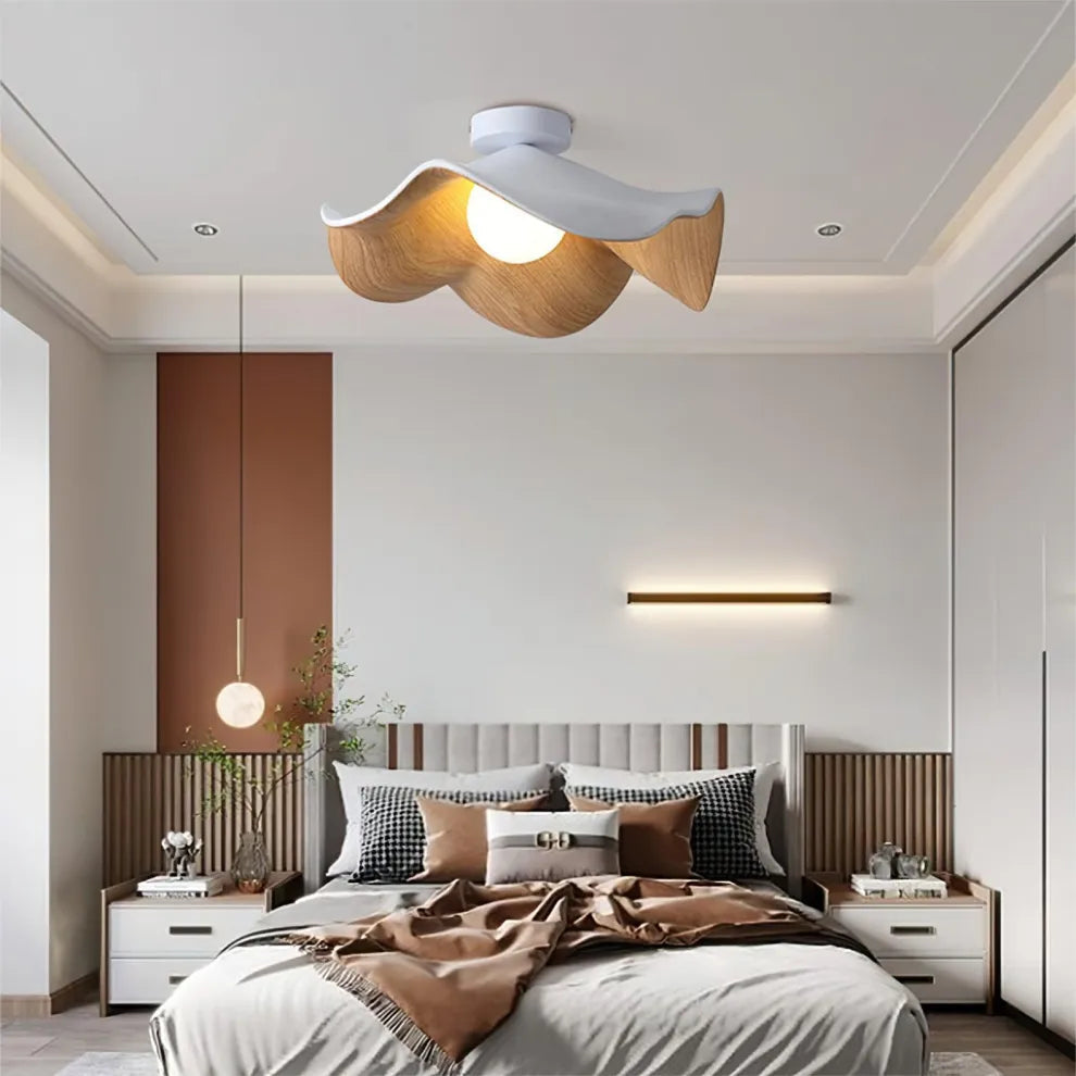 LyraAura Nordic Wood Ceiling Light With Resin And Metal