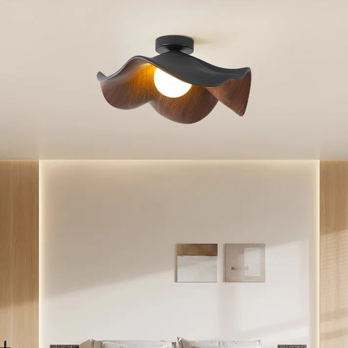 LyraAura Nordic Wood Ceiling Light With Resin And Metal