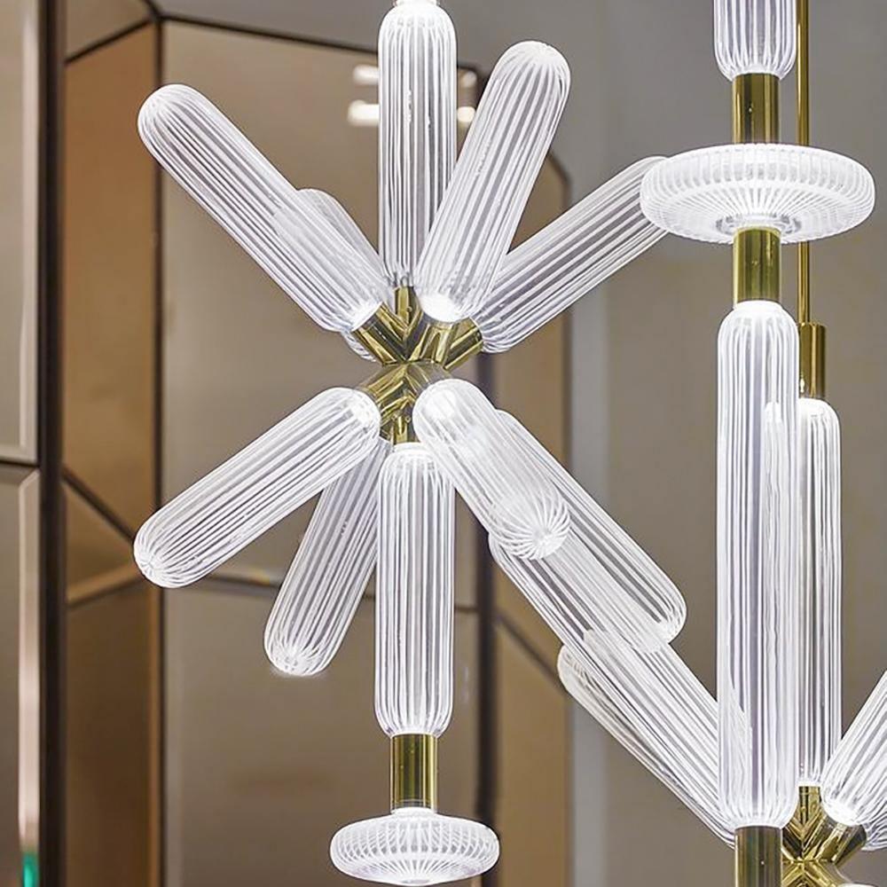 Candeeiro de Teto Lumenara com Cilindros de Cristal Elegantes