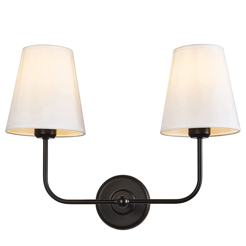 Modern Wall Sconce With Brass Arm Linen Shade For Hallways