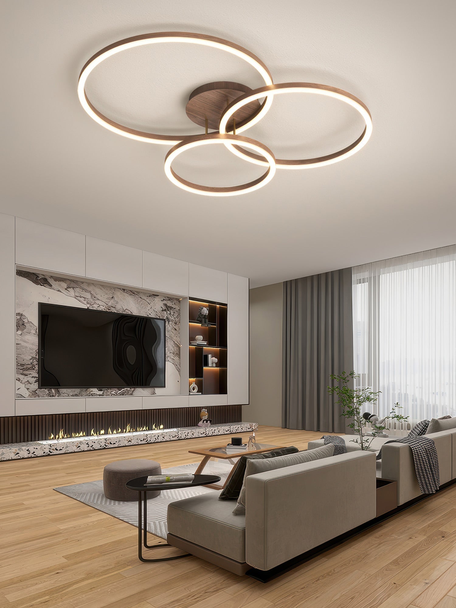 Lampada da soffitto a LED geometrica Asteron a montaggio a filo per case moderne