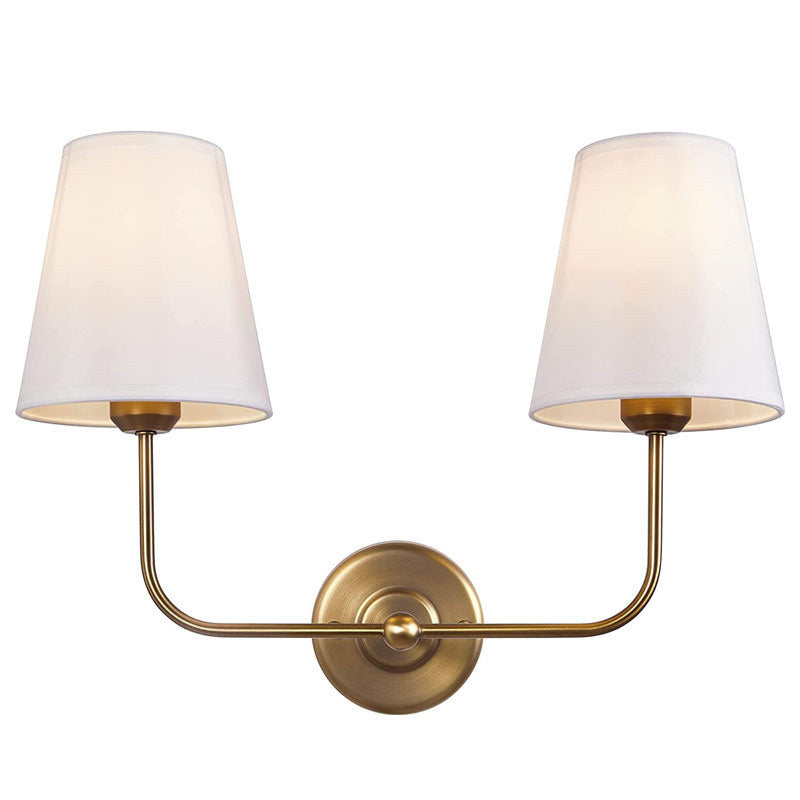 Modern Wall Sconce With Brass Arm Linen Shade For Hallways