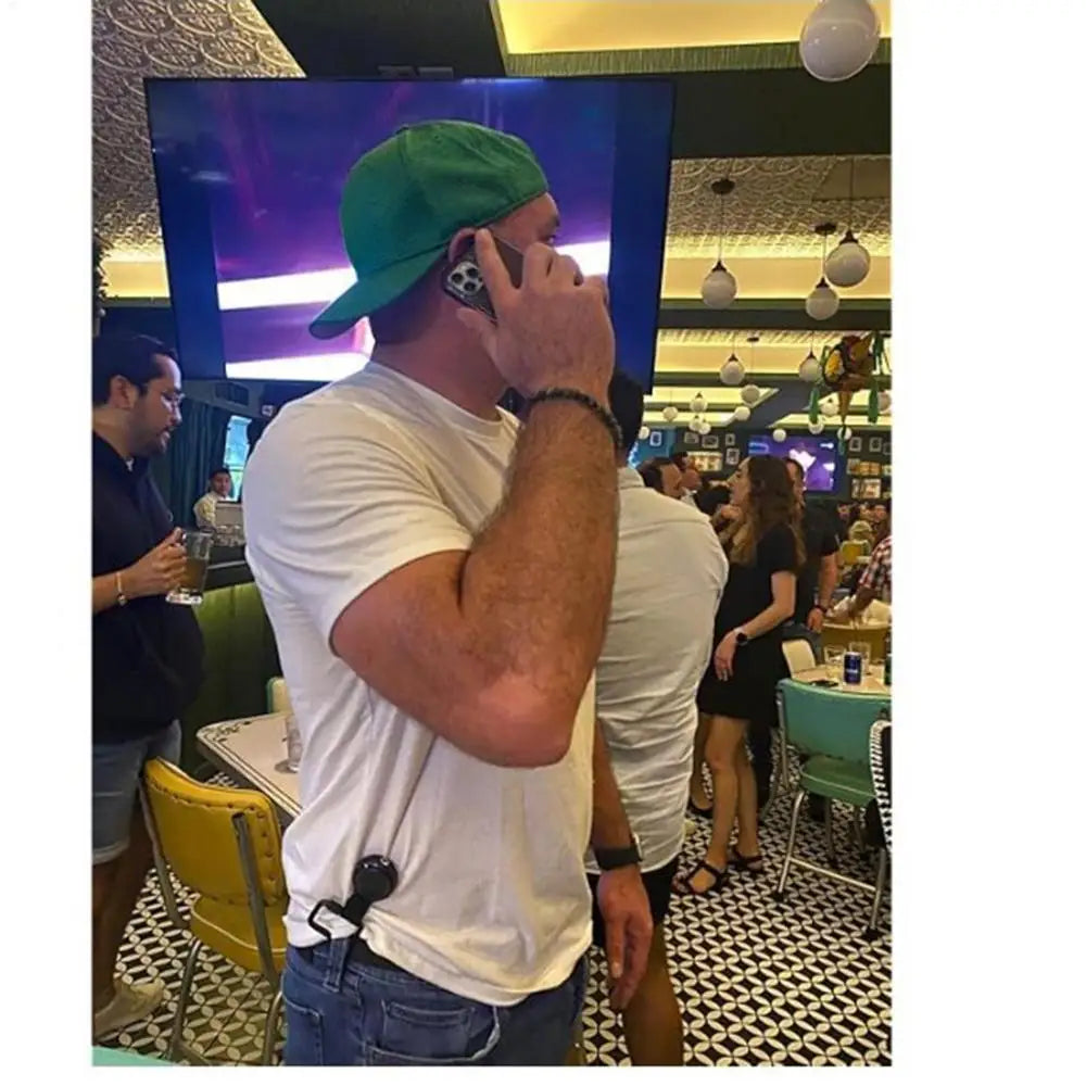 Udtrækkelig telefonholder med tyverisikret bælteclipsdesign