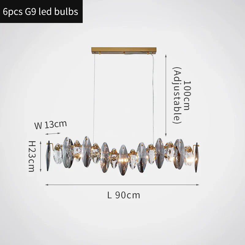 Astrae Oval Crystal Chandelier With 16 Strip Shades