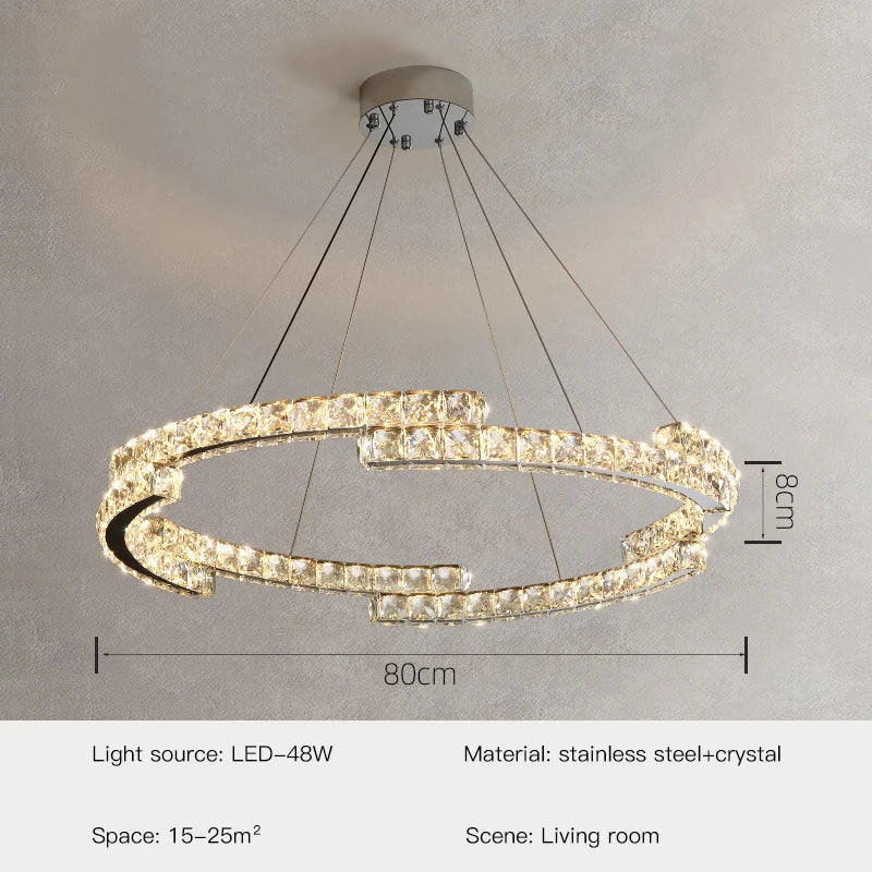 Aurea Stainless Crystal Ceiling Chandelier in Gold Finish