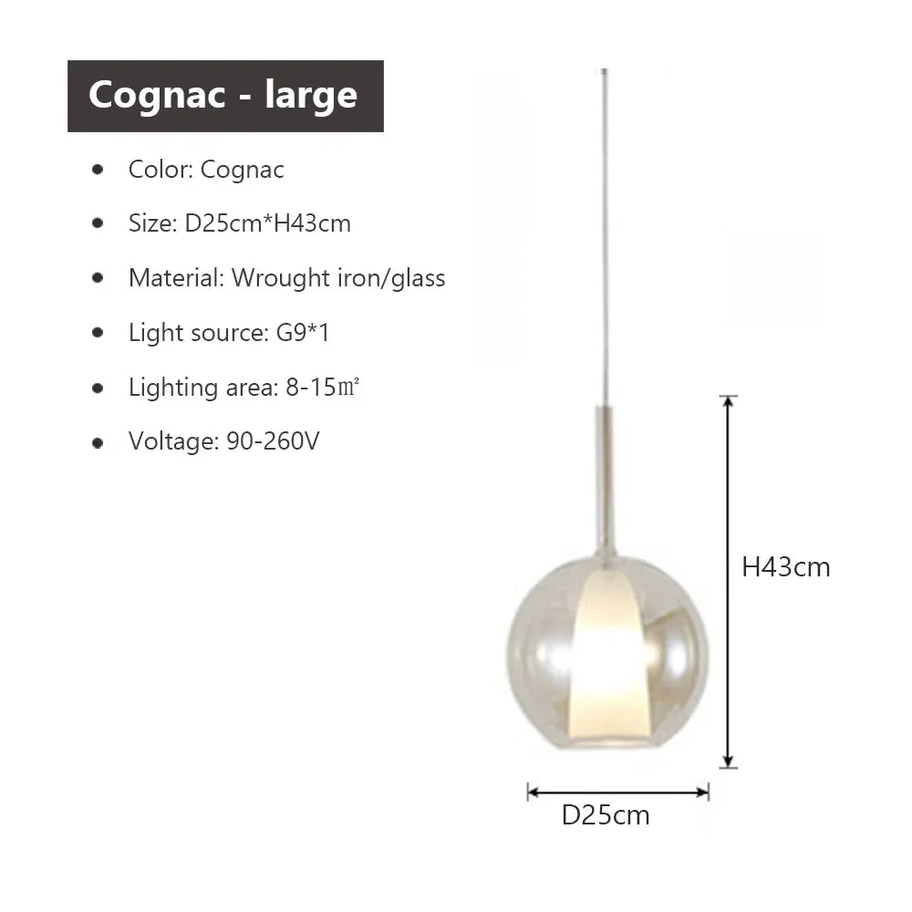 Nyara Nordic LED Glass Pendant Light with Double Shade
