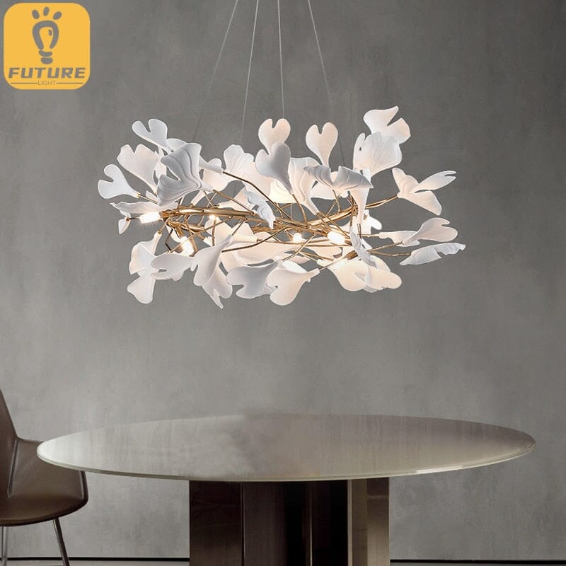 Aurelia Porcelain Leaves Pendant Light Adjustable Length