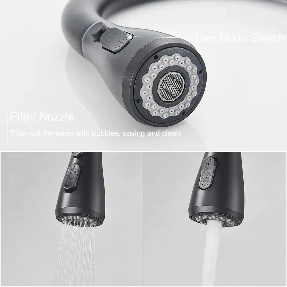 Torneira de Cozinha Retrátil NoirFlow em Preto