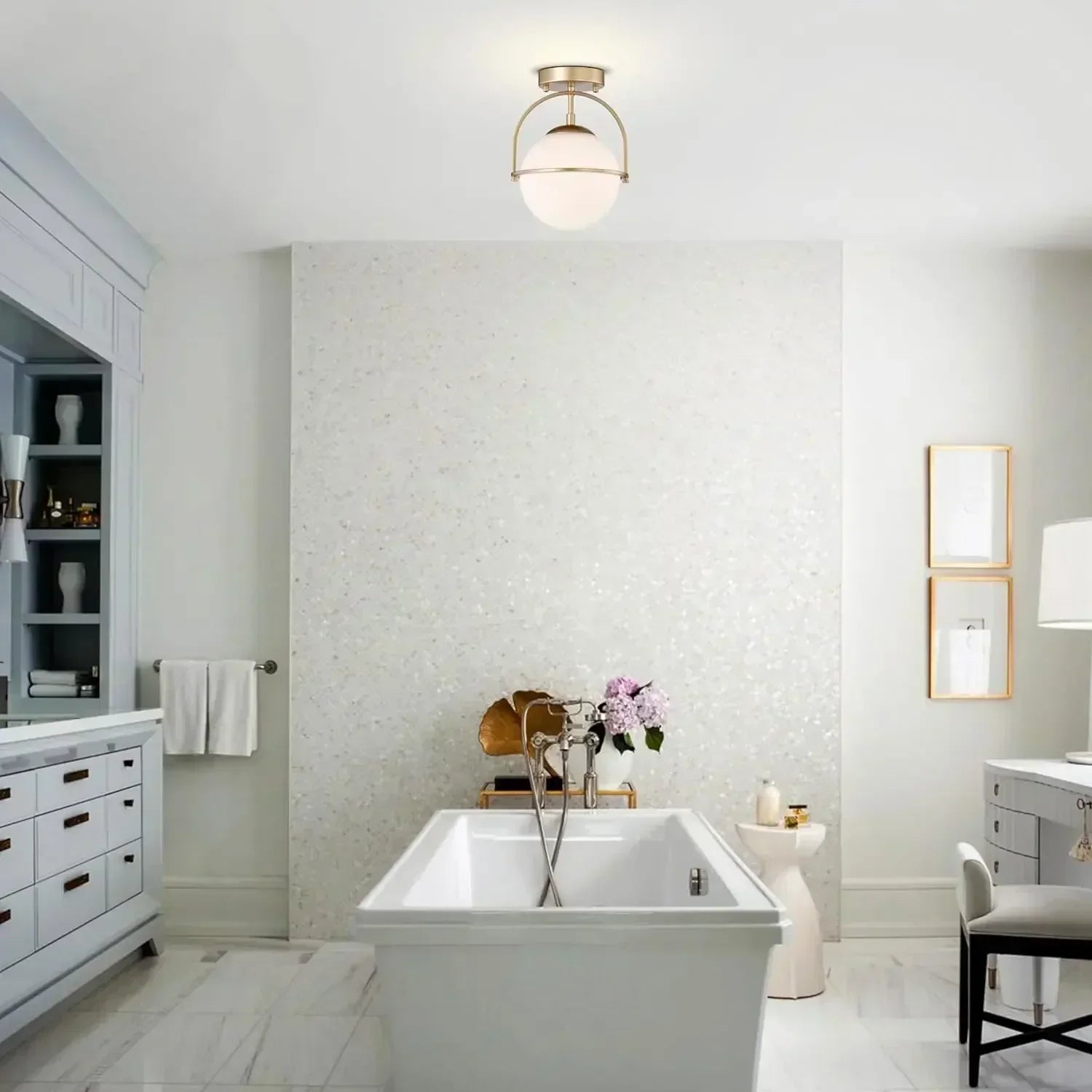 Vestra | Scandinavian Milk Glass Semi-Flush Ceiling Light