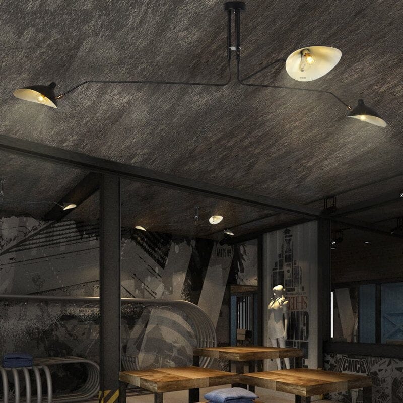 LyraLume Three Arm Ceiling Chandelier in Black and Gold