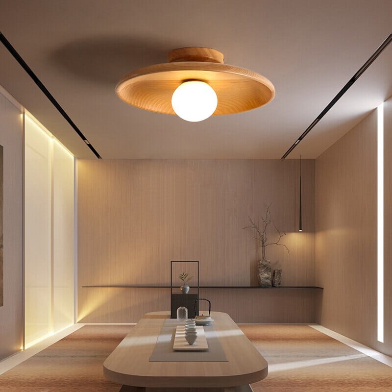 NovaBamboo Ceiling Light With Warm LED Glow For Homes